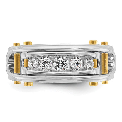 14K Zweifarbiges Gold Herren-Ring mit 0,5K Diamanten, komplett