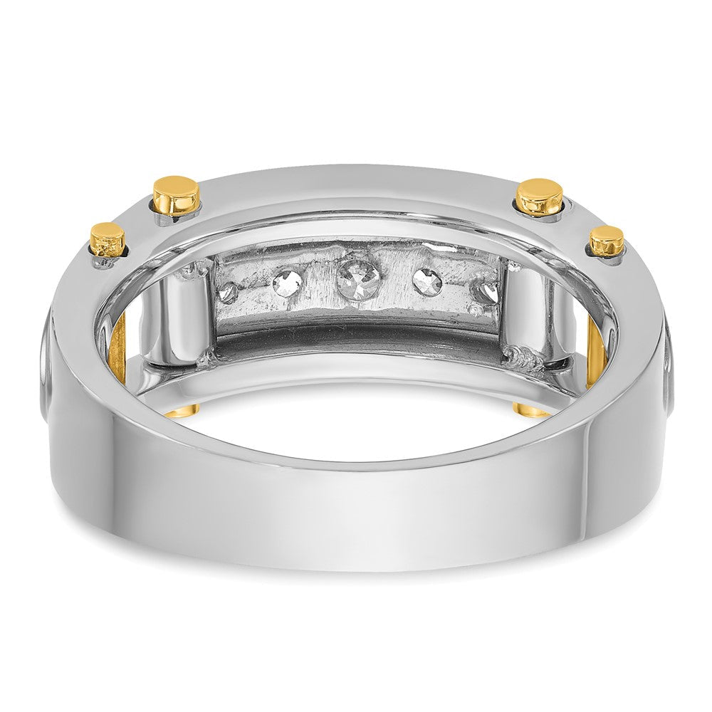 14K Zweifarbiges Gold Herren-Ring mit 0,5K Diamanten, komplett