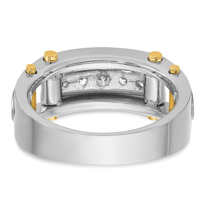 14K Zweifarbiges Gold Herren-Ring mit 0,5K Diamanten, komplett