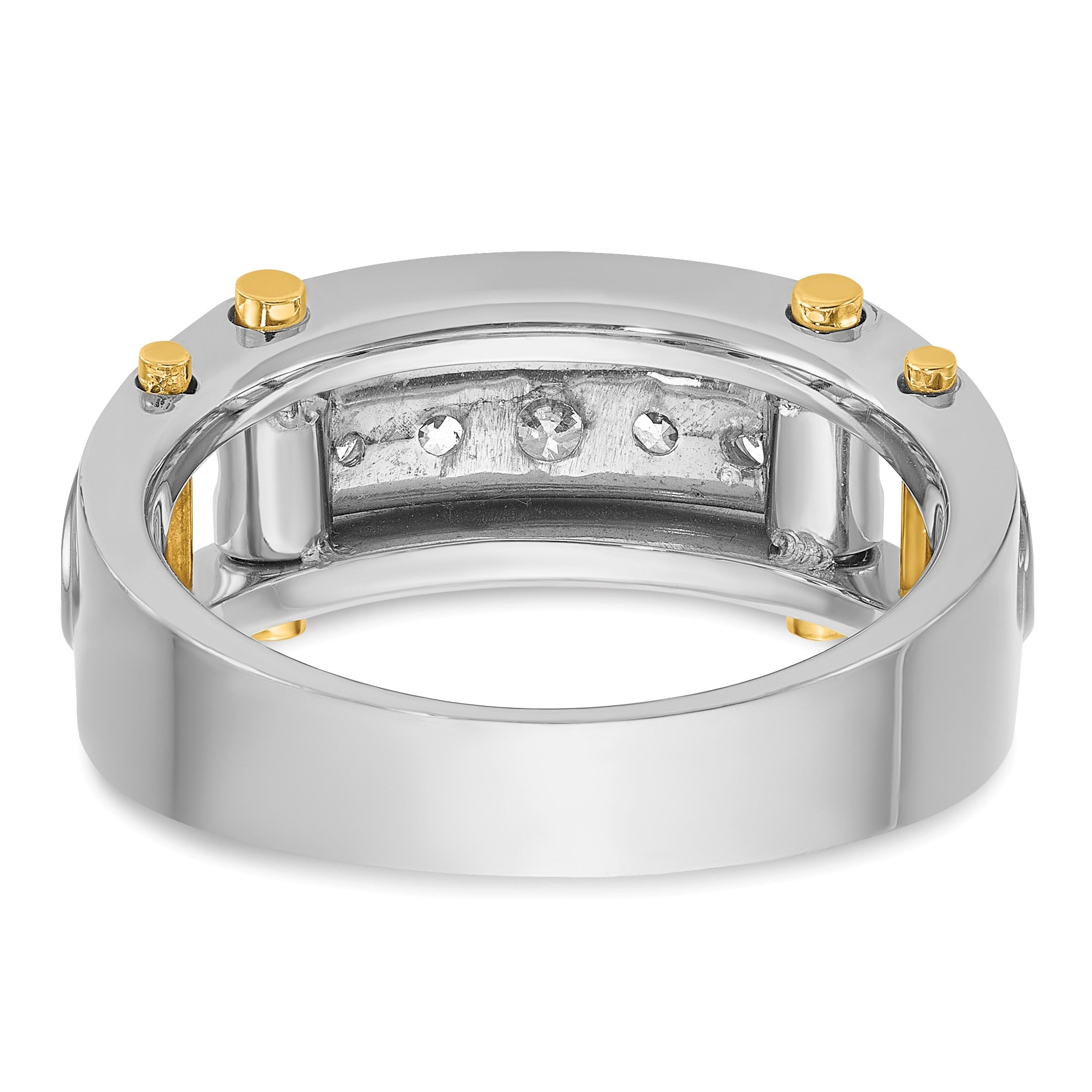 14K Bicolor 0,5 ct. Laborgezüchteter Diamant VS/SI+ G+ Fünf-Steine Komplett Poliert und Ausgeschnitten Herrenring