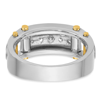 14K Bicolor 0,5 ct. Laborgezüchteter Diamant VS/SI+ G+ Fünf-Steine Komplett Poliert und Ausgeschnitten Herrenring