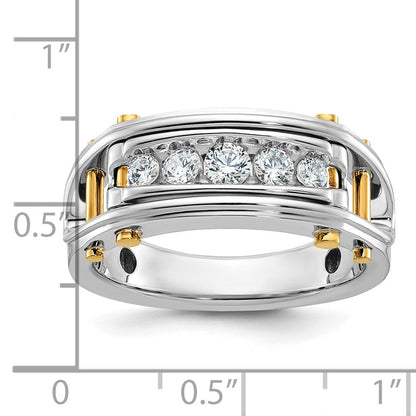 14K Zweifarbiges Gold Herren-Ring mit 0,5K Diamanten, komplett