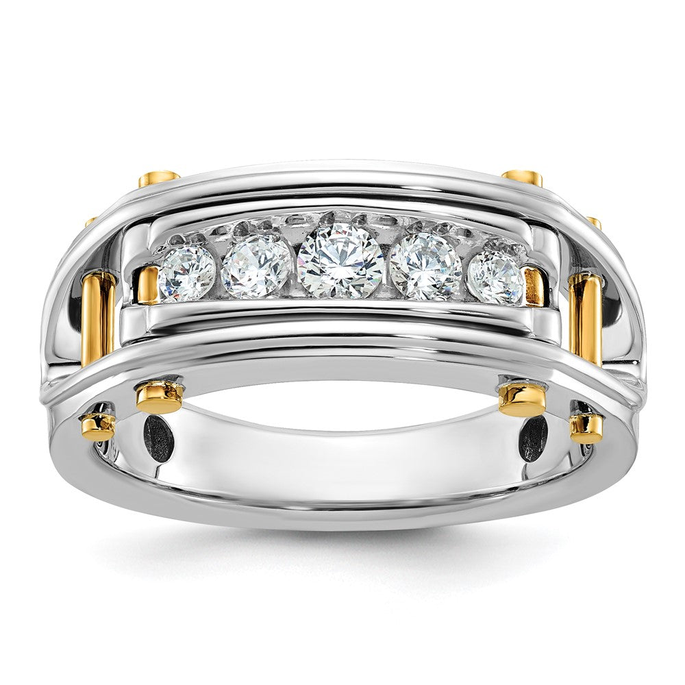 14K Bicolor 0,5 ct. Laborgezüchteter Diamant VS/SI+ G+ Fünf-Steine Komplett Poliert und Ausgeschnitten Herrenring