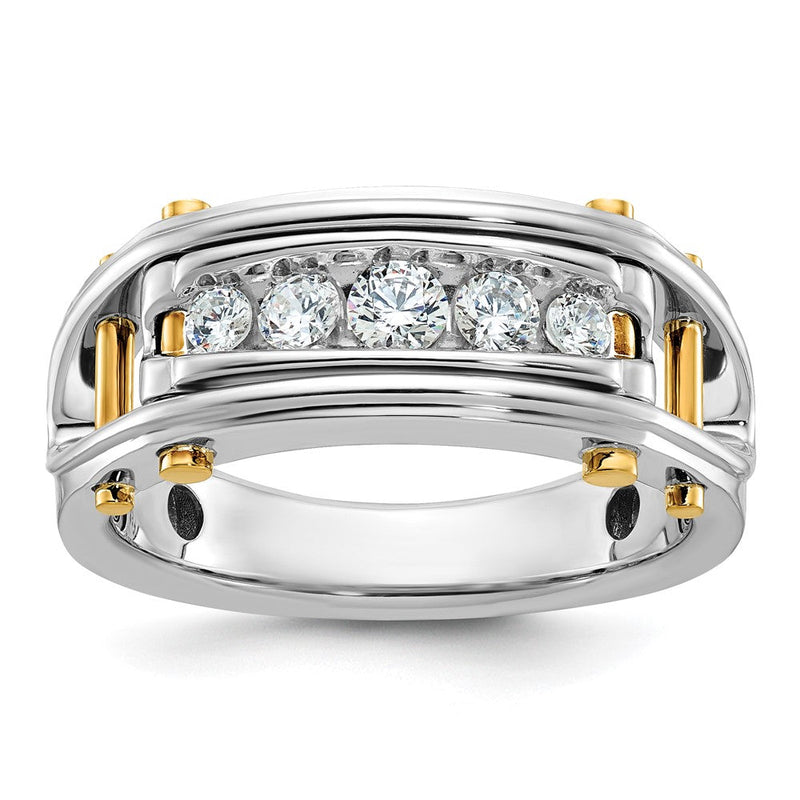 14K Bicolor 0,5 ct. Laborgezüchteter Diamant VS/SI+ G+ Fünf-Steine Komplett Poliert und Ausgeschnitten Herrenring