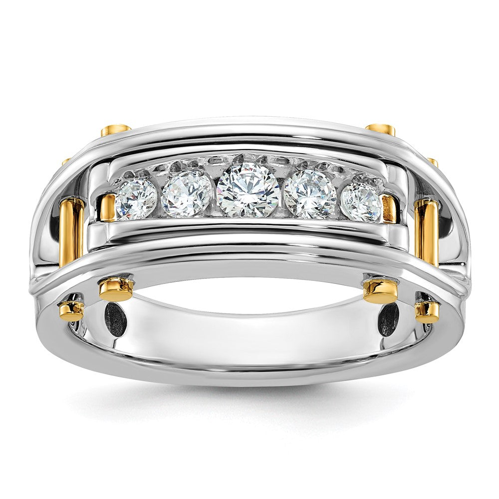 14K Zweifarbiges Gold Herren-Ring mit 0,5K Diamanten, komplett