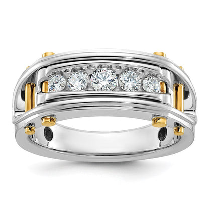 14K Zweifarbiges Gold Herren-Ring mit 0,5K Diamanten, komplett