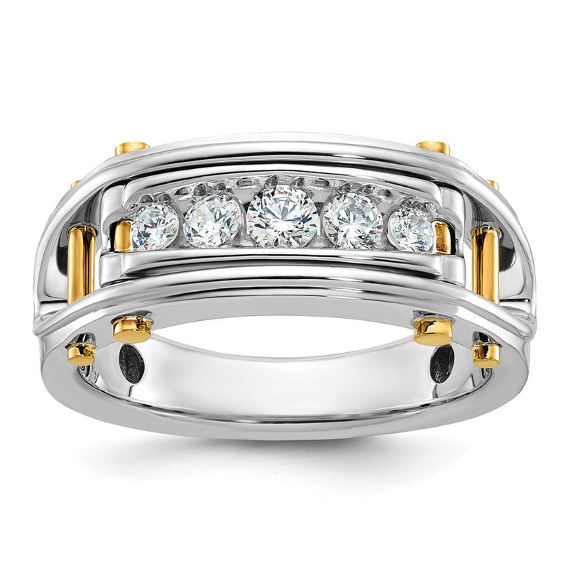 14K Zweifarbiges Gold Herren-Ring mit 0,5K Diamanten, komplett