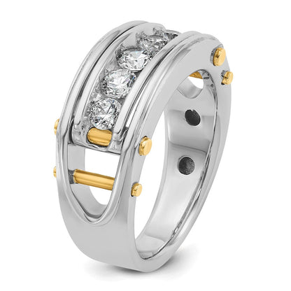 14K Bicolor Gold Herren-Diamantring mit 1 ct