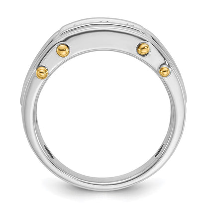 14K Zweifarbiges Gold Herren-Diamantring mit 0,5K, komplett besetzt