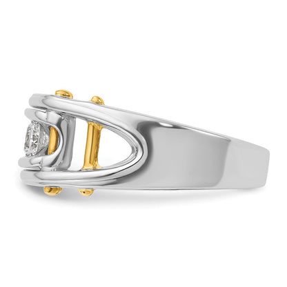 14K Zweifarbiges Gold Herren-Diamantring mit 0,5K, komplett besetzt