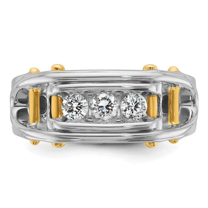14K Zweifarbiges Gold Herren-Diamantring mit 0,5K, komplett besetzt