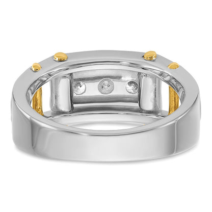14K Zweifarbiges Gold Herren-Diamantring mit 0,5K, komplett besetzt
