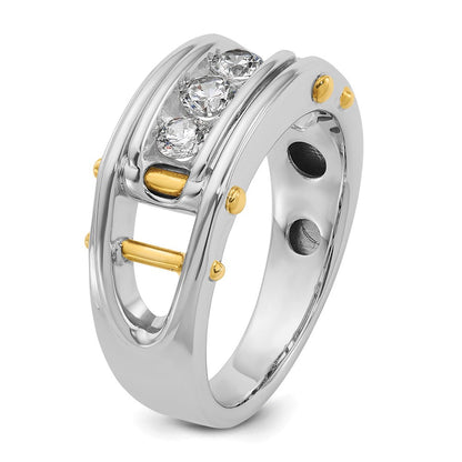 14K Zweifarbiges Gold Herren-Diamantring mit 0,5K, komplett besetzt