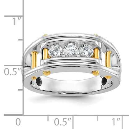 14K Zweifarbiges Gold Herren-Diamantring mit 0,5K, komplett besetzt