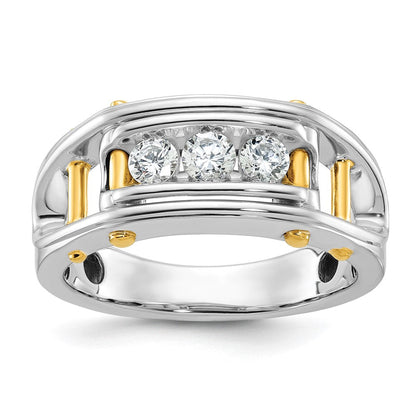 14K Zweifarbiges Gold Herren-Diamantring mit 0,5K, komplett besetzt
