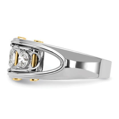 14K Bicolor-Gold Herren-Ring mit 1K Diamant, komplett besetzt