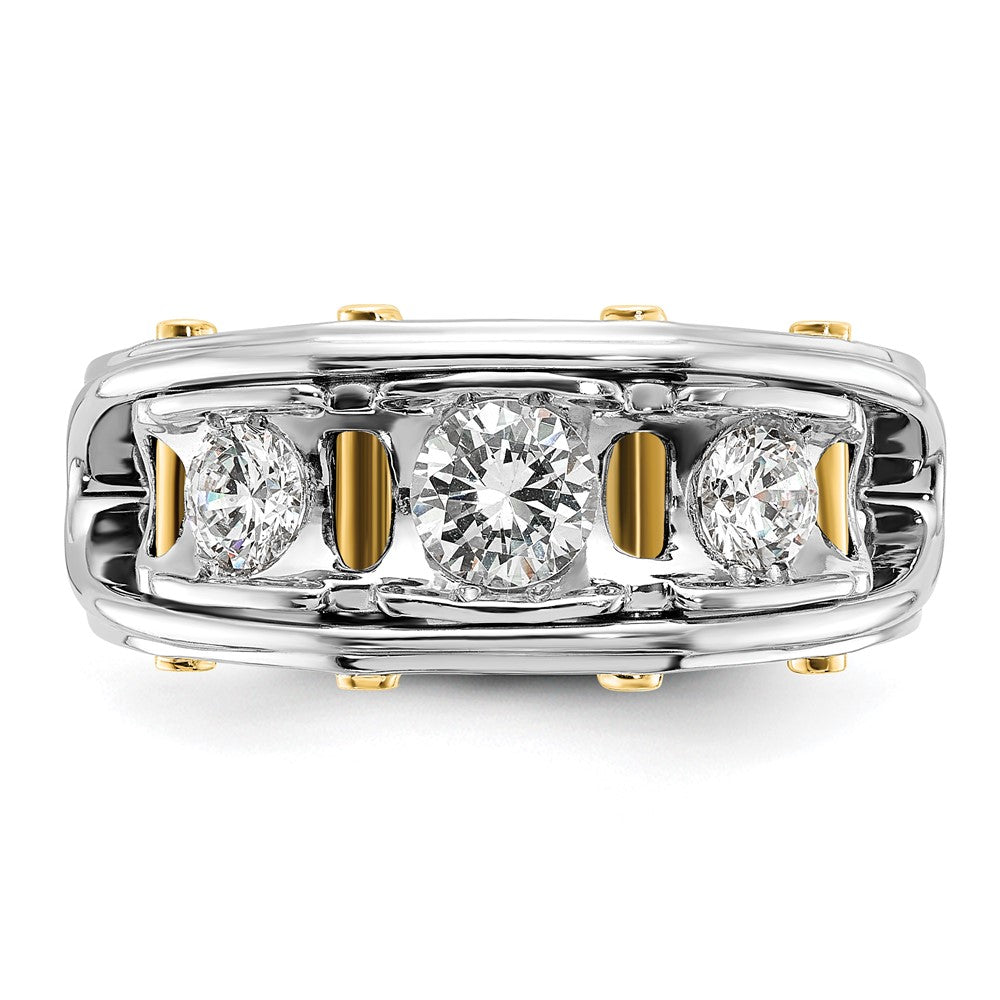 14K Bicolor-Gold Herren-Ring mit 1K Diamant, komplett besetzt