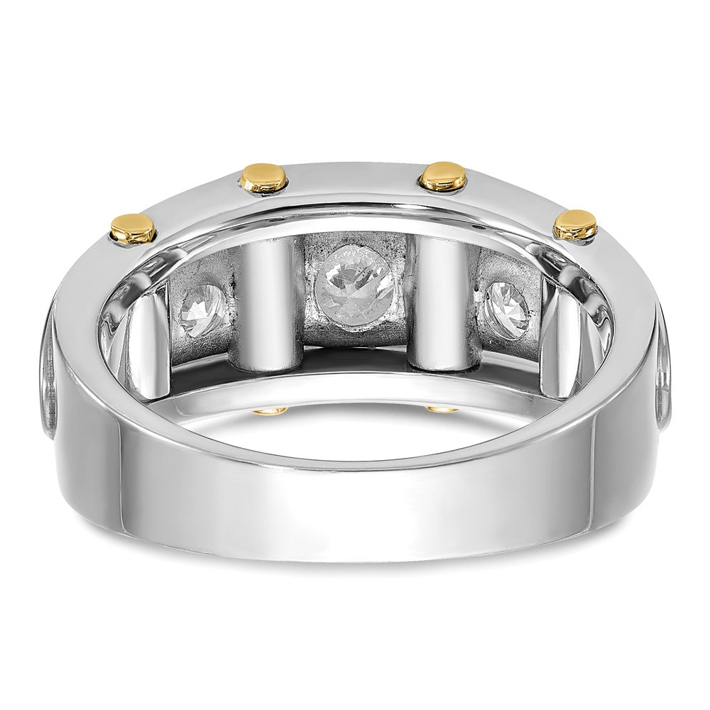 14K Bicolor-Gold Herren-Ring mit 1K Diamant, komplett besetzt