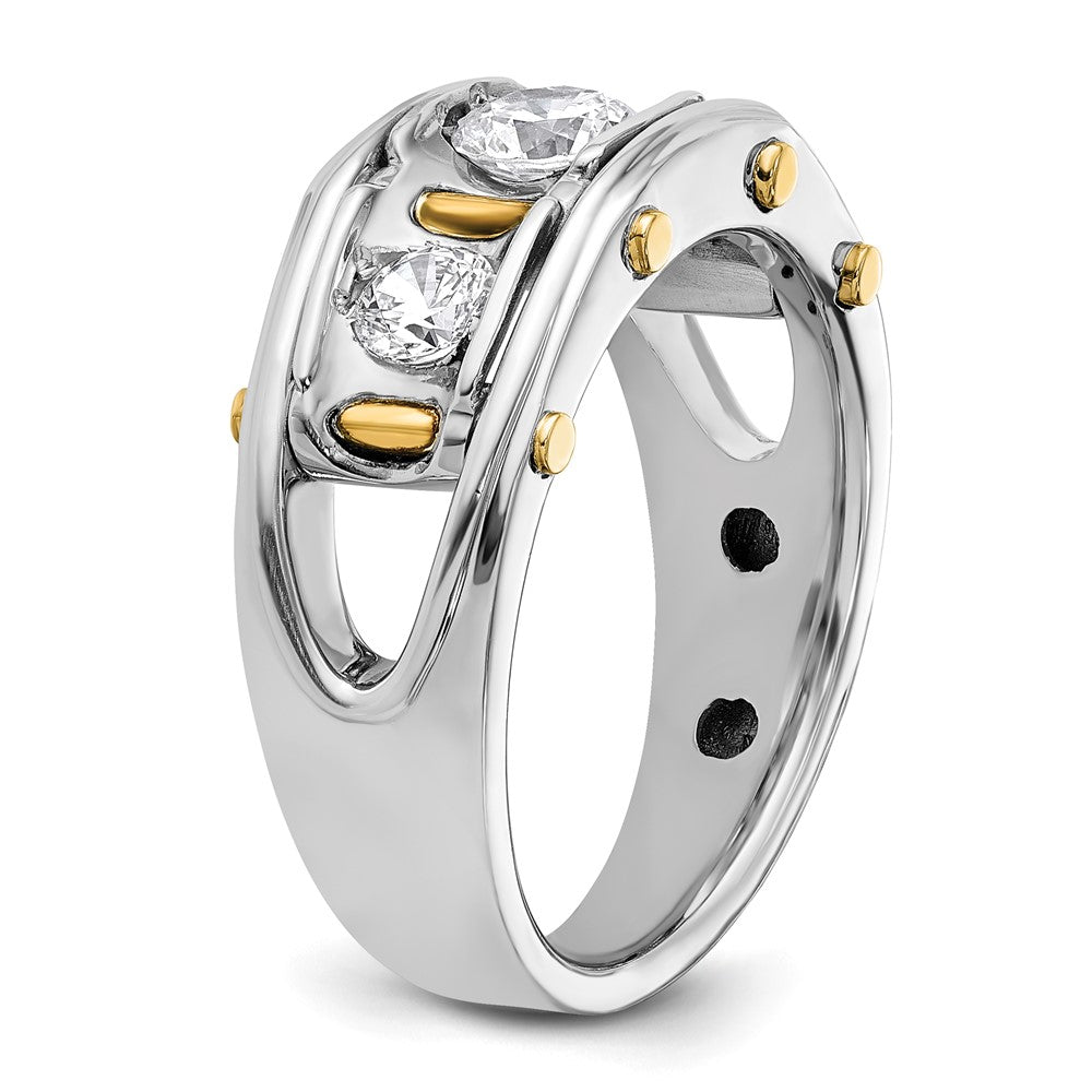 14K Bicolor-Gold Herren-Ring mit 1K Diamant, komplett besetzt