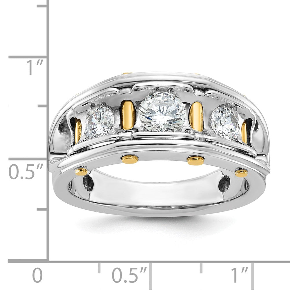 14K Bicolor-Gold Herren-Ring mit 1K Diamant, komplett besetzt