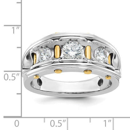 14K Bicolor-Gold Herren-Ring mit 1K Diamant, komplett besetzt
