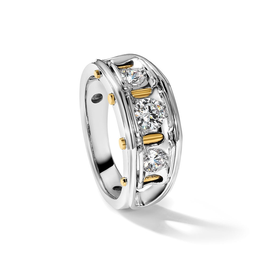 14K Bicolor-Gold Herren-Ring mit 1K Diamant, komplett besetzt