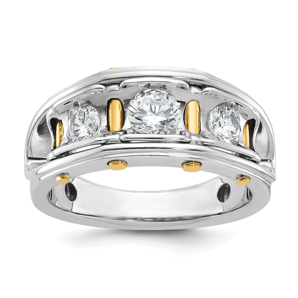 14K Bicolor-Gold Herren-Ring mit 1K Diamant, komplett besetzt