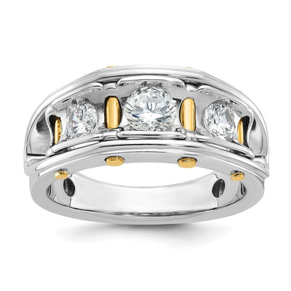 14K Bicolor-Gold Herren-Ring mit 1K Diamant, komplett besetzt