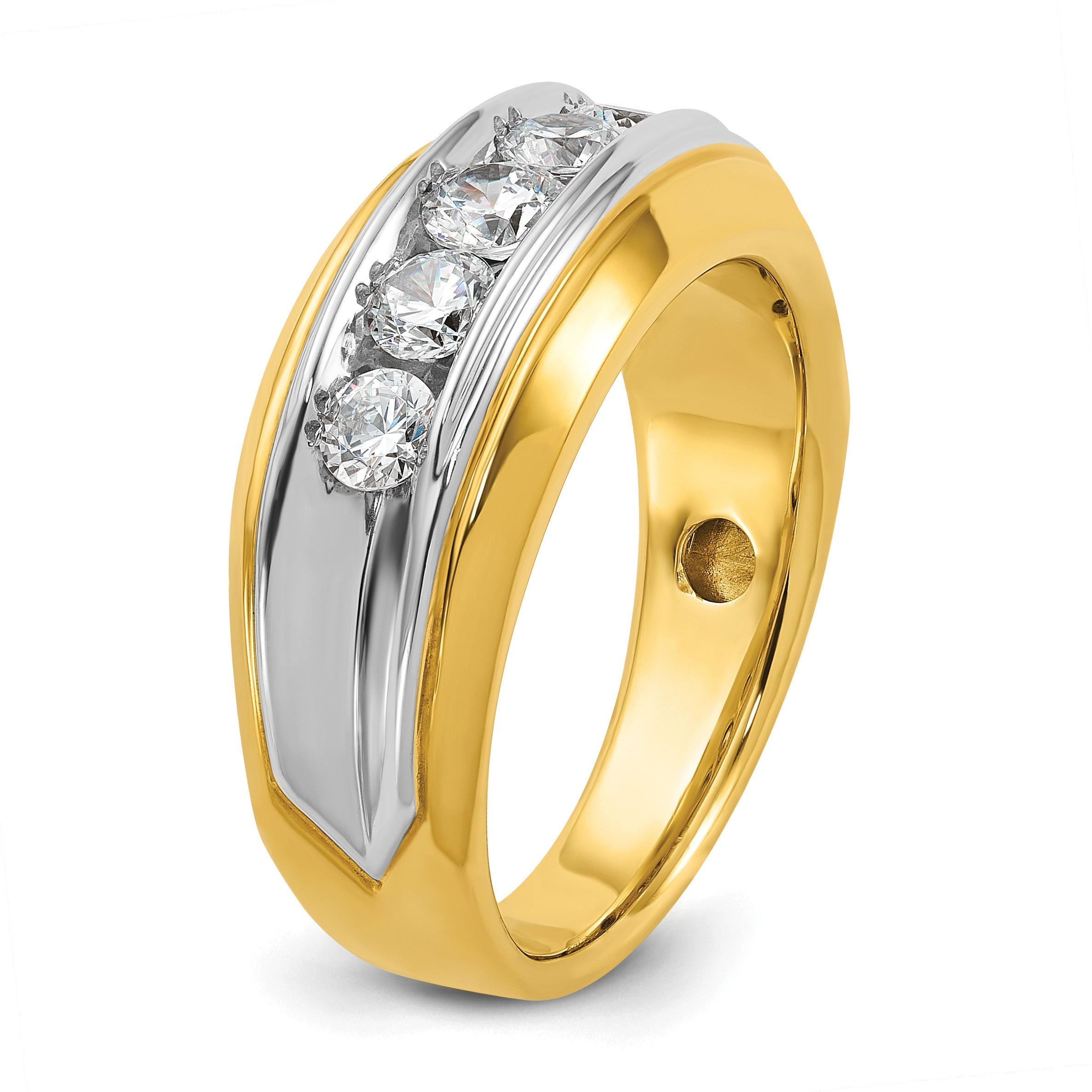14K Bicolor-Gold Herren-Ring mit 1 ct. Diamant