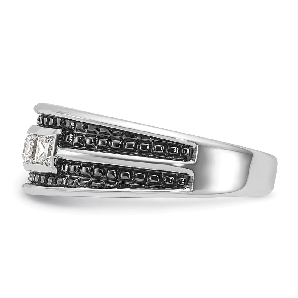 14K Weißgold Ring mit Schwarzrhodinierung für Herren, 0,75 ct. Diamant, komplett