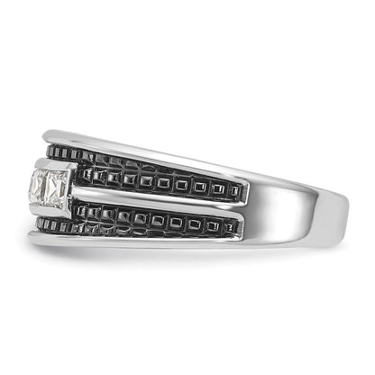 14K Weißgold Ring mit Schwarzrhodinierung für Herren, 0,75 ct. Diamant, komplett