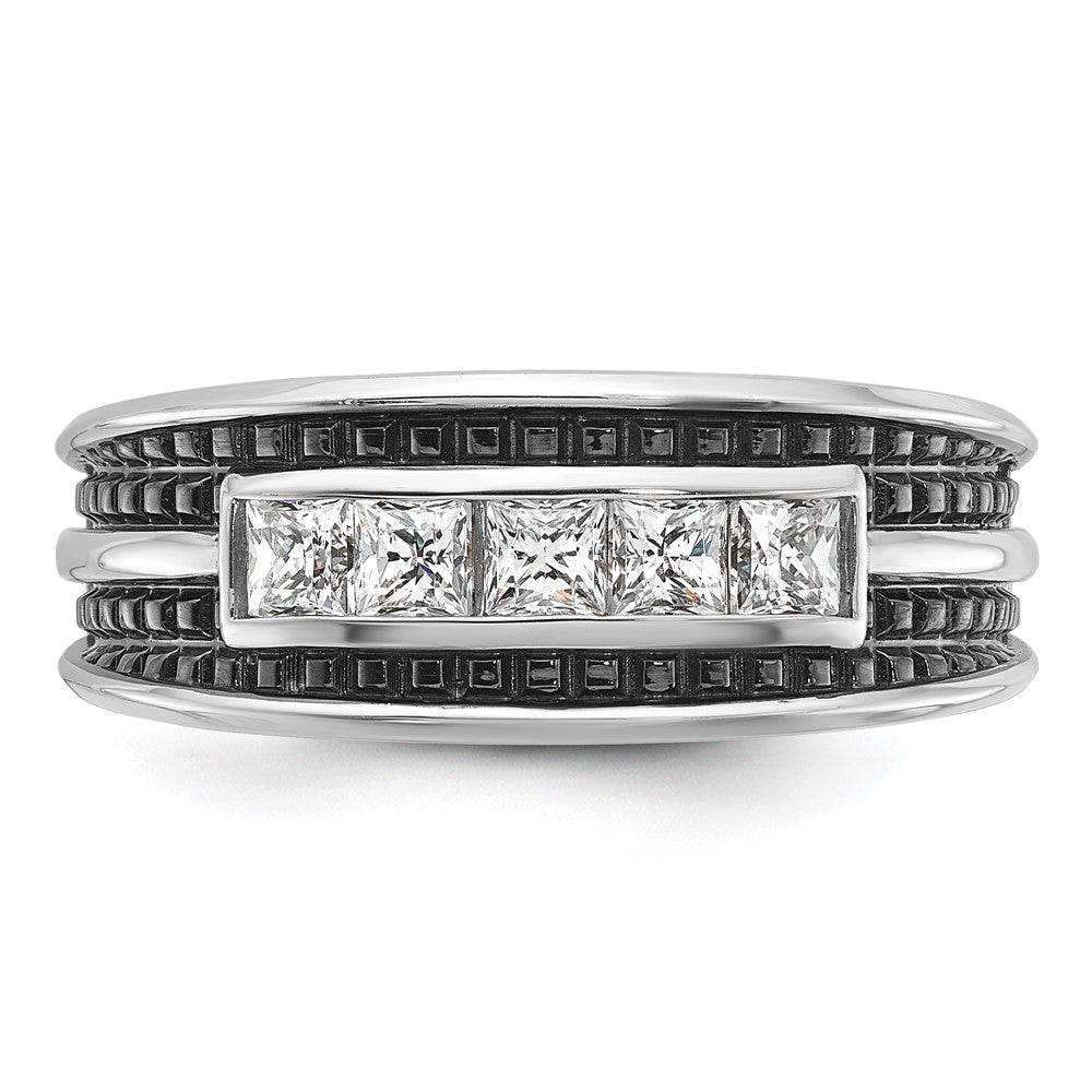 14K Weißgold Ring mit Schwarzrhodinierung für Herren, 0,75 ct. Diamant, komplett