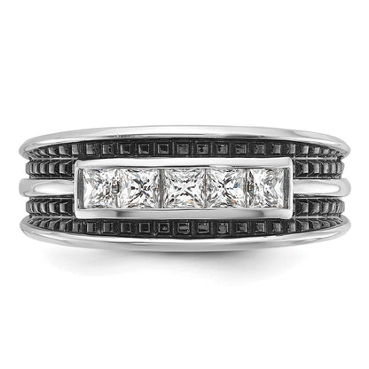 14K Weißgold Ring mit Schwarzrhodinierung für Herren, 0,75 ct. Diamant, komplett