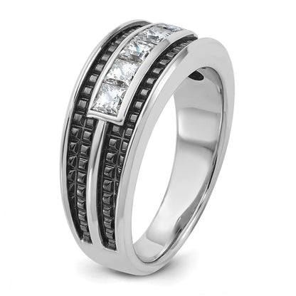 14K Weißgold Ring mit Schwarzrhodinierung für Herren, 0,75 ct. Diamant, komplett