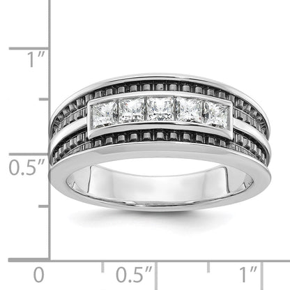 14K Weißgold Ring mit Schwarzrhodinierung für Herren, 0,75 ct. Diamant, komplett