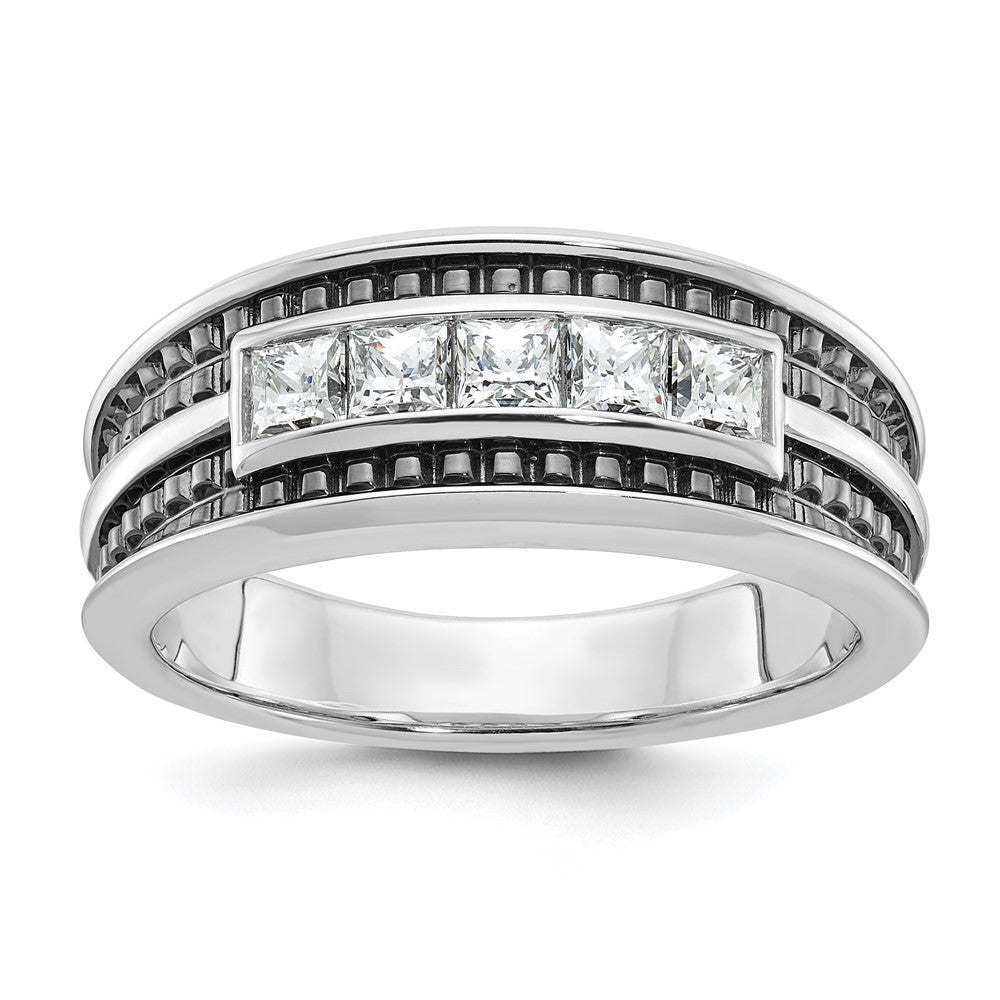 14K Weißgold Ring mit Schwarzrhodinierung für Herren, 0,75 ct. Diamant, komplett