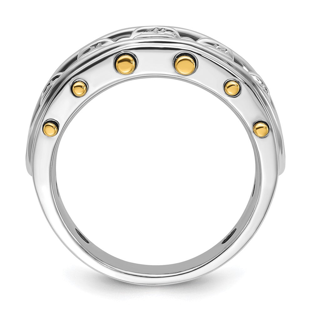 14K Bicolor Ring mit 1 ct. im Labor gezüchteten Diamanten VS/SI+ G+, Five-Stone, poliert und mit Cut-Out, für Herren
