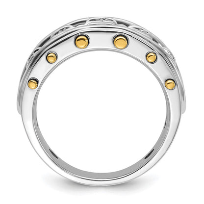 14K Bicolor-Gold Herren-Diamantring mit 1K, komplett besetzt