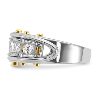 14K Bicolor-Gold Herren-Diamantring mit 1K, komplett besetzt