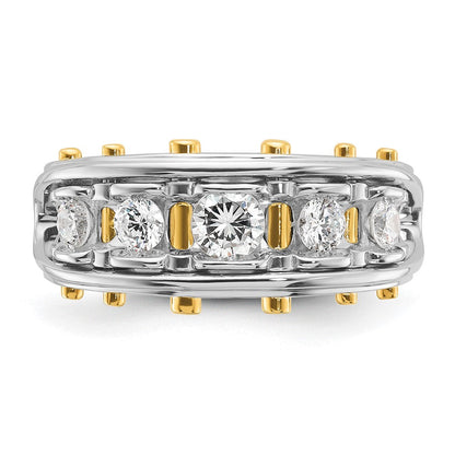 14K Bicolor-Gold Herren-Diamantring mit 1K, komplett besetzt