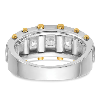 14K Bicolor-Gold Herren-Diamantring mit 1K, komplett besetzt
