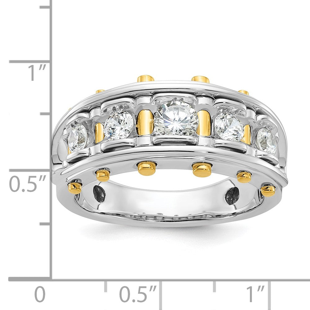 14K Bicolor-Gold Herren-Diamantring mit 1K, komplett besetzt