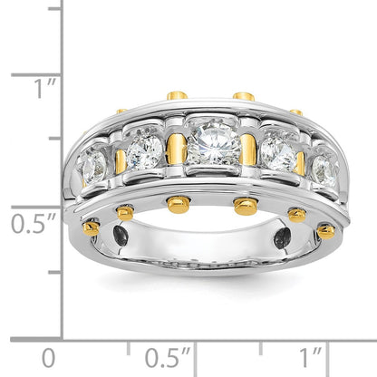 14K Bicolor-Gold Herren-Diamantring mit 1K, komplett besetzt