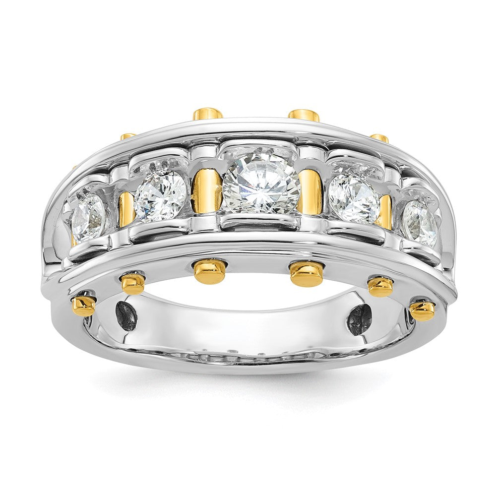 14K Bicolor-Gold Herren-Diamantring mit 1K, komplett besetzt