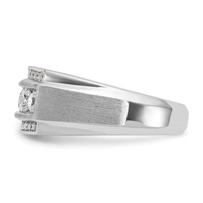 14K Weißgold Herren-Ring poliert und satiniert mit 2,1K Diamant