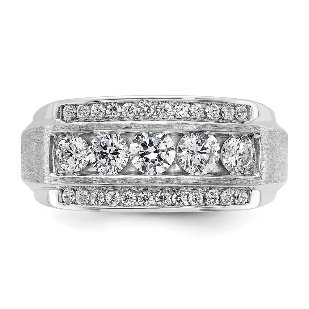 14K Weißgold Herrenring mit 1,875 ct. im Labor gezüchtetem Diamant VS/SI+ G+, poliert und satiniert, dreireihig