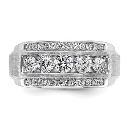 14K Weißgold Herren-Ring poliert und satiniert mit 2,1K Diamant