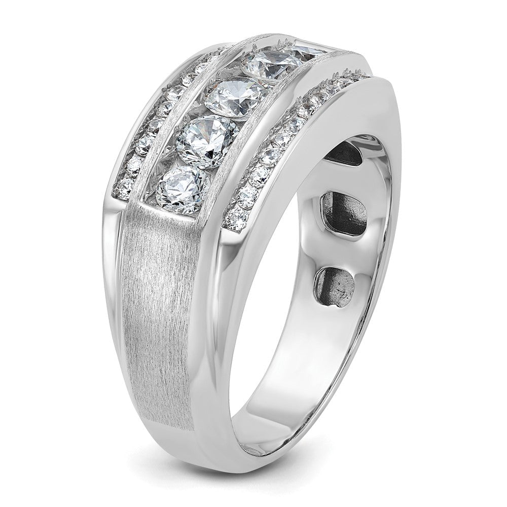 14K Weißgold Herren-Ring poliert und satiniert mit 2,1K Diamant