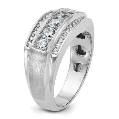 14K Weißgold Herren-Ring poliert und satiniert mit 2,1K Diamant