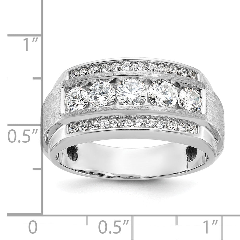 14K Weißgold Herren-Ring poliert und satiniert mit 2,1K Diamant